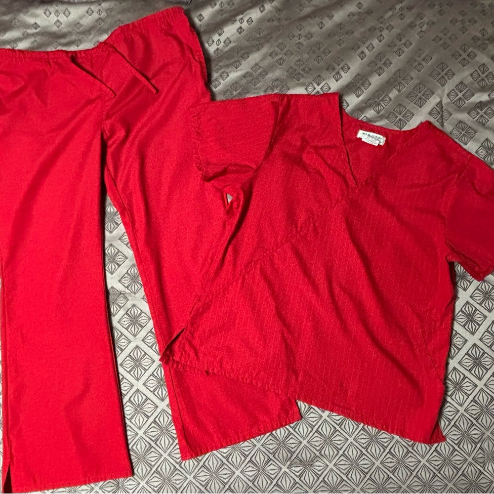 Red Scrub Set